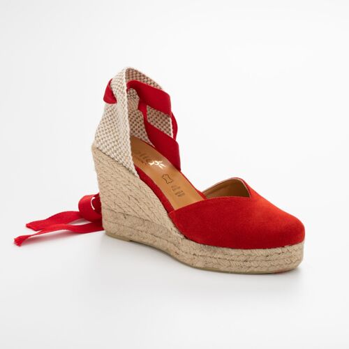 espadrilles red heart with red ribbon