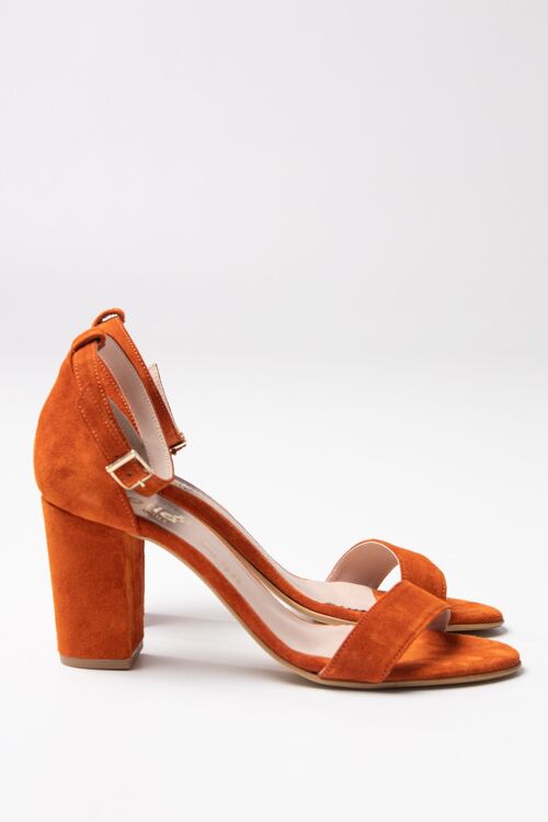 Suede Terracotta block heels
