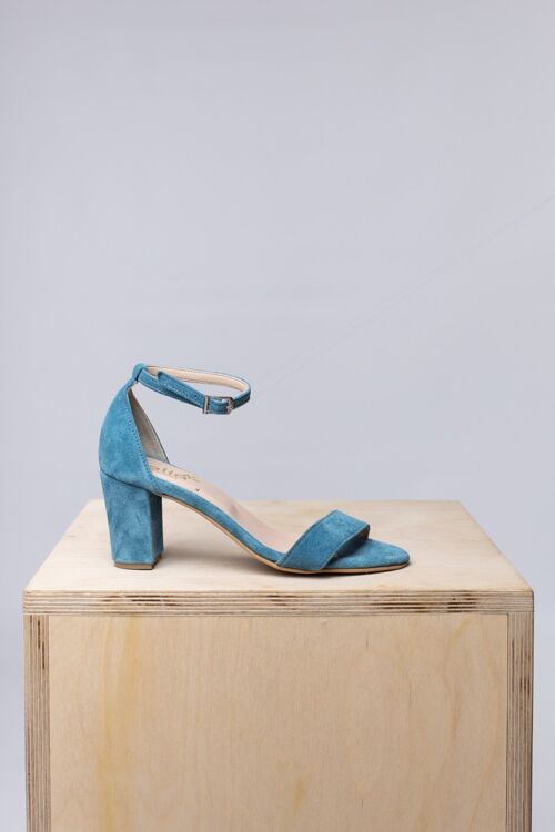Suede Aqua block heels