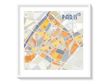 Affiche Illustration du Plan du 15ème arrondissement de PARIS 1