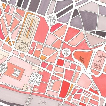 Affiche Illustration du Plan du 1er arrondissement de PARIS - Décoration murale 2
