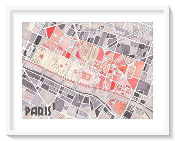 Affiche Illustration du Plan du 1er arrondissement de PARIS - Décoration murale 1