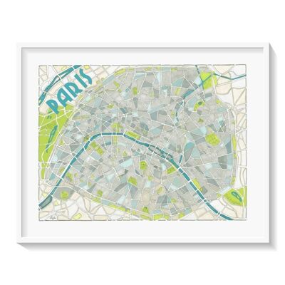 PARIS-Karte-Illustrationsposter - Wanddekoration