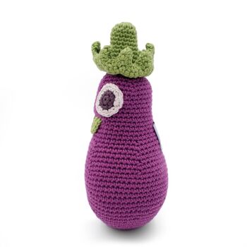 RÉGINE L'AUBERGINE - HOCHET POUR BÉBÉ EN COTON BIO 3