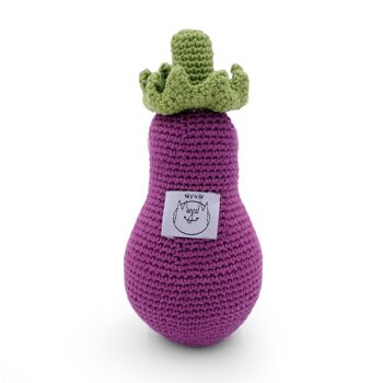 RÉGINE L'AUBERGINE - HOCHET POUR BÉBÉ EN COTON BIO 4