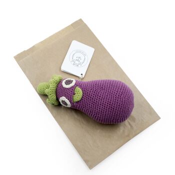 RÉGINE L'AUBERGINE - HOCHET POUR BÉBÉ EN COTON BIO 5