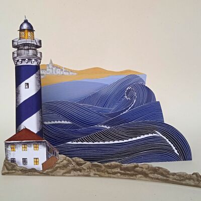 Maritime landscape diorama with lighthouse
