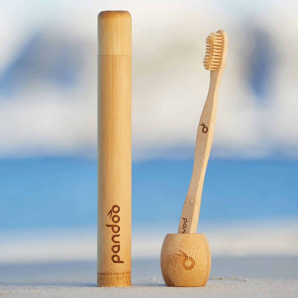Bamboo toothbrush holder