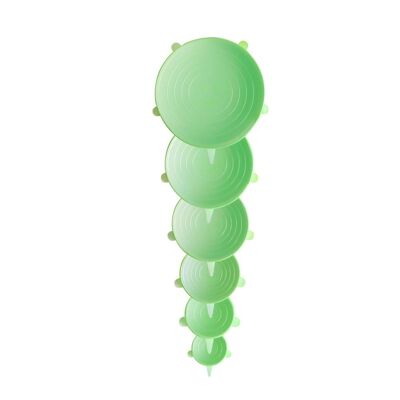 Coperchi in silicone riutilizzabili | Set di 6 | Verde