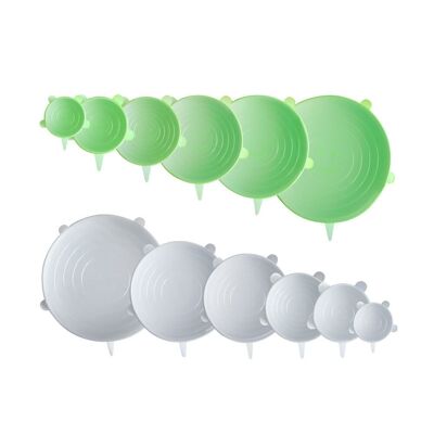 Couvercle en silicone | réutilisable | Ensemble de 6 | 2 couleurs