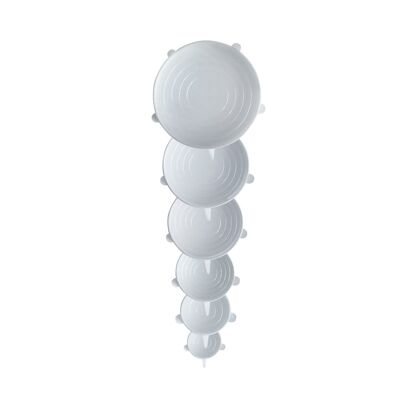 Couvercles en silicone réutilisables | lot de 6 (blanc)