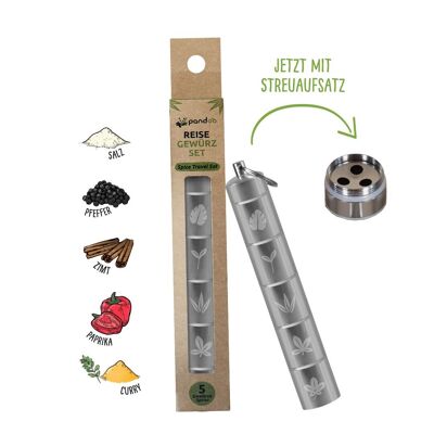 Travel and camping spice set with sprinkler attachment