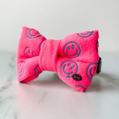 The HAPPY Dog Bow Tie in Pink - Large