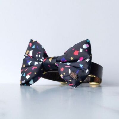 Confetti Satin Party Dog Bow Tie - large