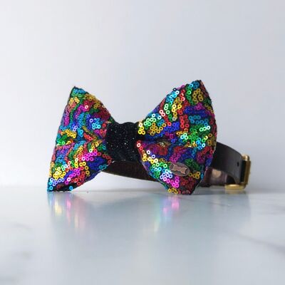 Bette Sequin Bow Tie - Rainbow - Large