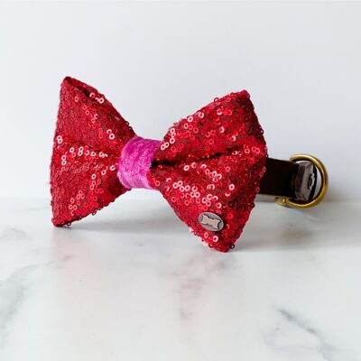 Bette Sequin Bow Tie - Red - Large