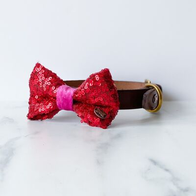 Bette Sequin Bow Tie - Red - Small