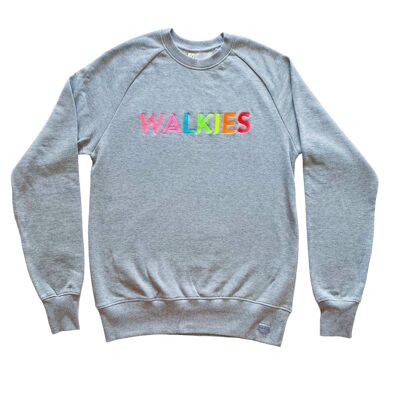 Neon Rainbow WALKIES Sweater in Grey