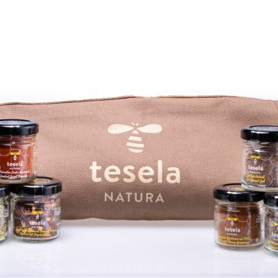TESELA Premium BBQ Spices & Salts Pack with customised Apron - 6x50g