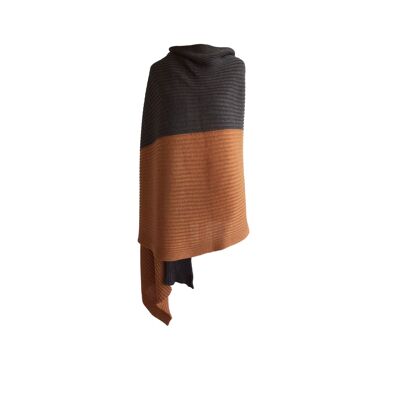Ribbed stole two-tone brown / honey