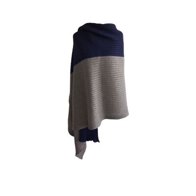 Ribbed stole two-tone blue / natural