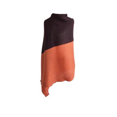 Ribbed stole two-tone red-brown / orange