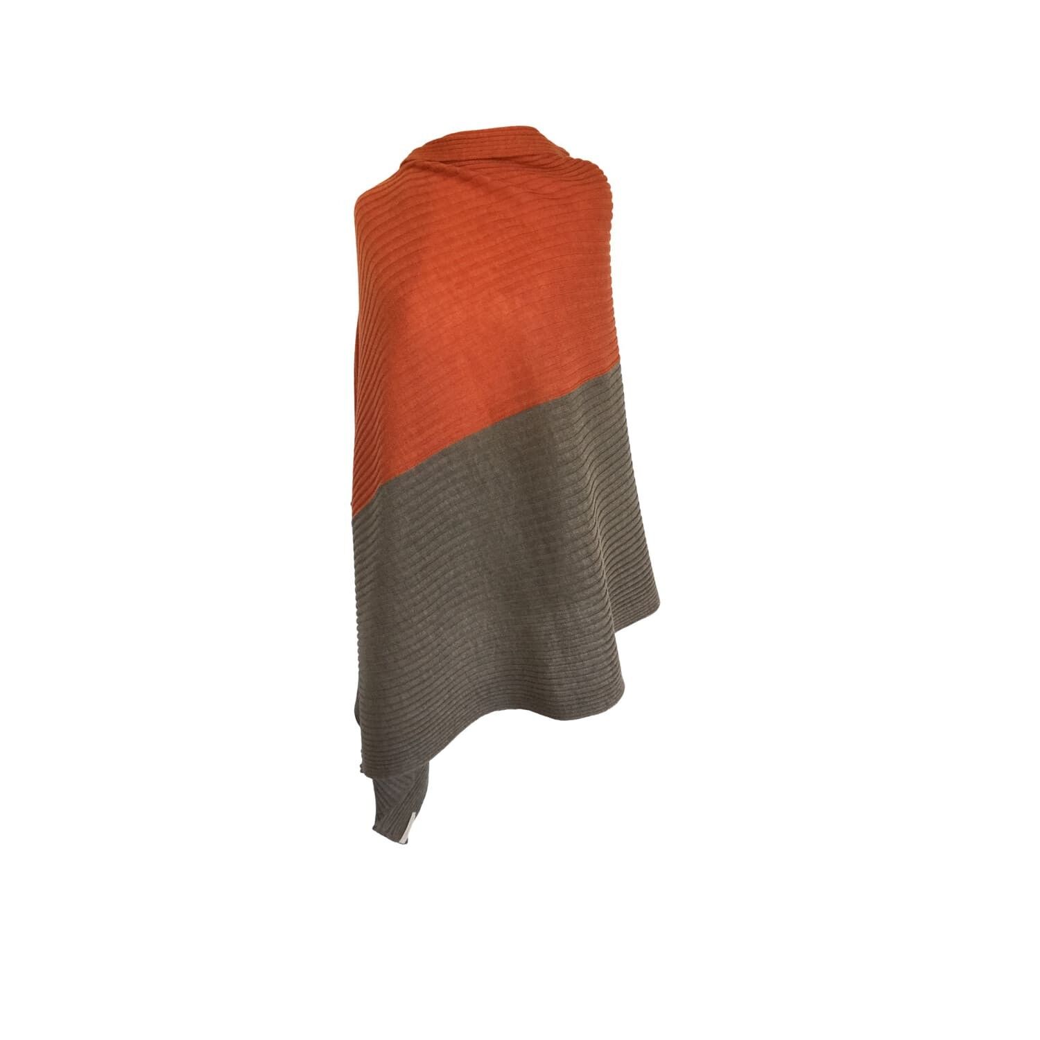 Stola a coste bicolore, naturale/arancione
