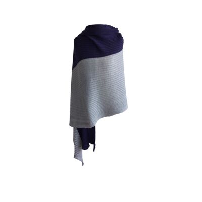 Ribbed stole two-tone blue / gray