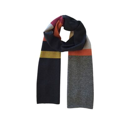 Stripes scarf anthracite / gray with orange