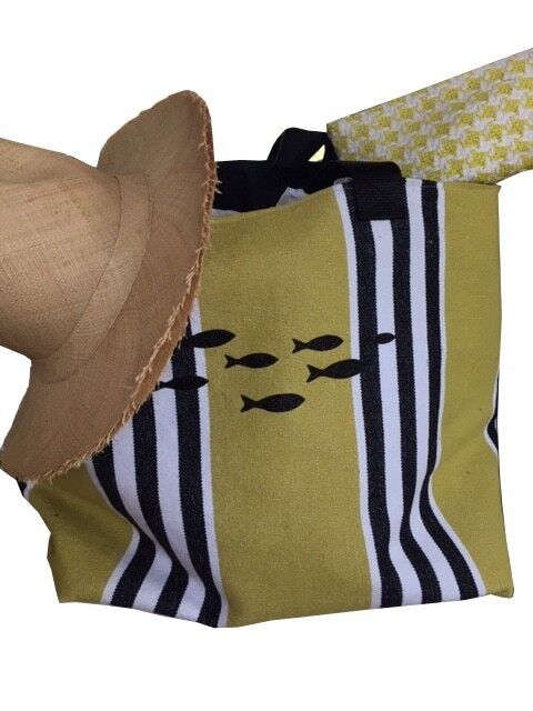 Schwarzfisch-Siebdruck-Strandtasche