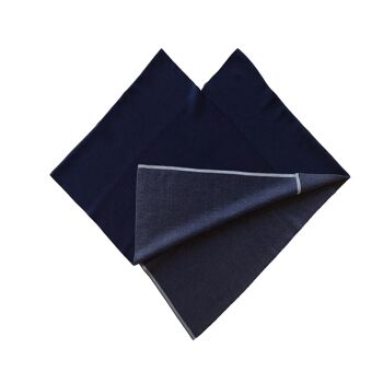 Poncho triangle fin réversible bleu/gris 3