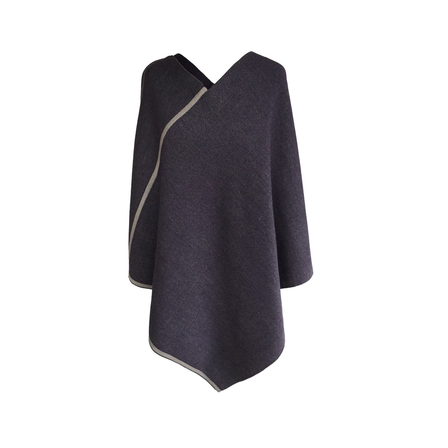 DreieckPoncho dünn violett/grau