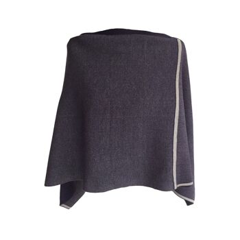 Poncho triangle fin violet / gris 2