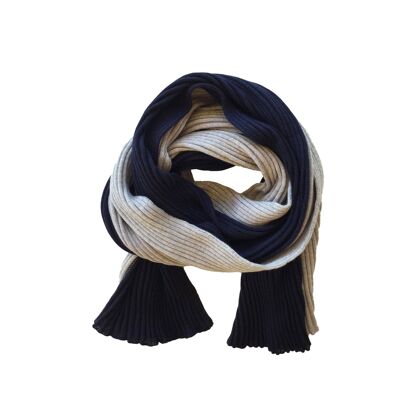 Ribbed scarf two-tone blue / gray