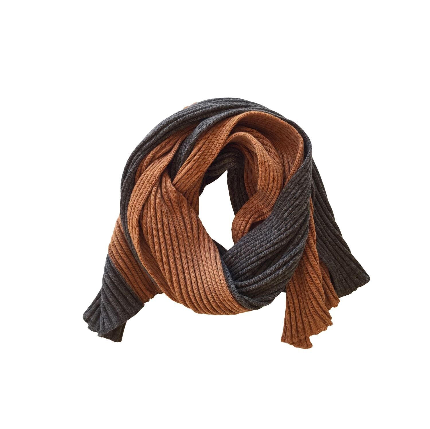 Sciarpa a coste bicolore marrone/miele