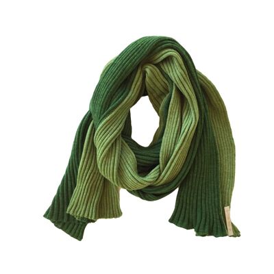Ribbed scarf two-tone green / yellow-green