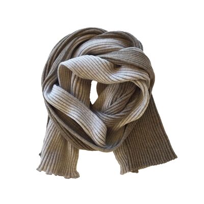 Ribbed scarf, two-tone, natural / gray
