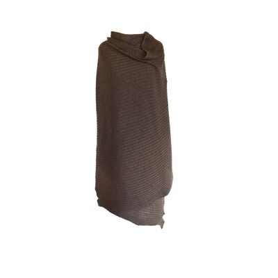 Ribbed stole plain brown