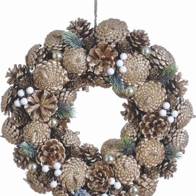 Kerstkrans landelijk - White berry design | ø 35 cm | krans landelijk rond | kerstdecoratie deurkrans | Krans voor de kerst | kerstversiering kransen | Wit