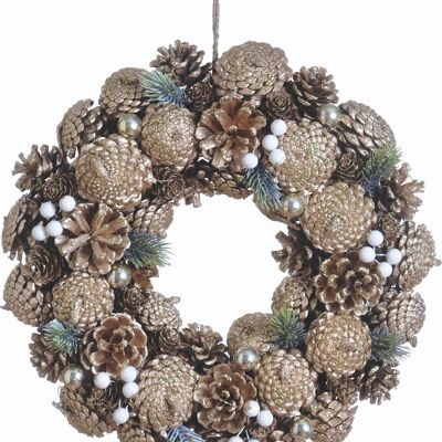 Kerstkrans landelijk - Conception de baies blanches | ø 35 cm | krans landelijk rond | kerstdecoratie deurkrans | Krans voor de kerst | kerstversiering kransen | Esprit