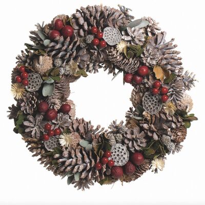 Kerstkrans landelijk - Mélange de couronnes | Ø38cm | krans landelijk rond | kerstdecoratie deurkrans | Krans voor de kerst | kerstversiering kransen | Esprit