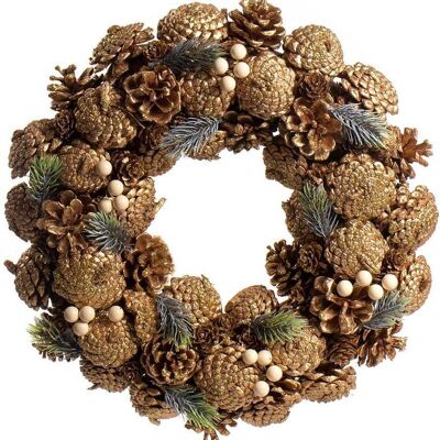 Kerstkrans landelijk - Perle | ø 35 cm | krans landelijk rond | kerstdecoratie deurkrans | Krans voor de kerst | kerstversiering kransen | Esprit