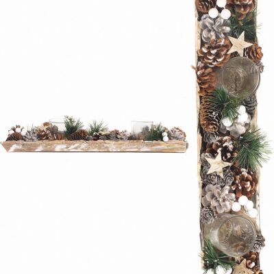 Kerststuk theelicht houder - Buon Natale | 45 cm / 2L | Decorativi colorati per materiali naturali e per le vostre decorazioni di cera | Decoro Kerst | Goud