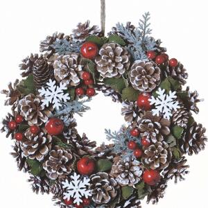 33 Cm Kerstkrans Met Kerstballen - Deurkrans Voor Binnen En Buiten Kerstdecoratie