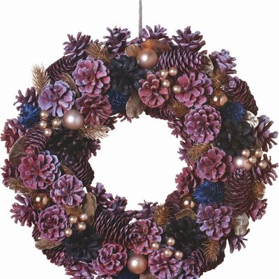 Kerstkrans landelijk - Gold Berry | ø 39 cm | krans landelijk rond | kerstdecoratie deurkrans | Krans voor de kerst | kerstversiering kransen | Paars