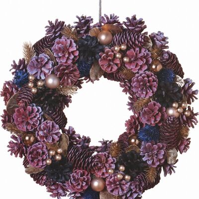 Kerstkrans landelijk - Gold Berry | ø 39 cm | krans landelijk rond | kerstdecoratie deurkrans | Krans voor de kerst | kerstversiering kransen | Paars