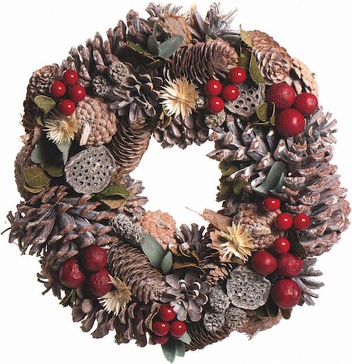 Kerstkrans landelijk - Wreath Mix | ø 30 cm | krans landelijk rond | kerstdecoratie deurkrans | Krans voor de kerst | kerstversiering kransen | Rood