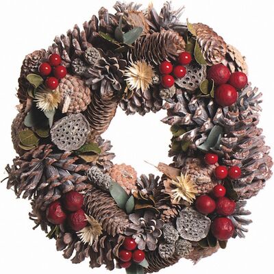 Kerstkrans landelijk - Wreath Mix | ø 30 cm | krans landelijk rond | kerstdecoratie deurkrans | Krans voor de kerst | kerstversiering kransen | Rood