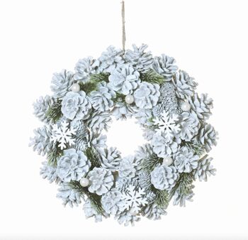 Landelijk de Kerstkrans | ø 30 cm | krans landelijk rond | kerstdecoratie deurkrans | Krans voor de kerst | kerstversiering kransen | Lavé blanc 1