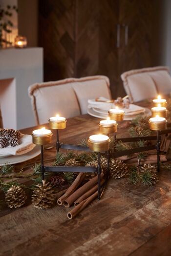 Metalen kaarsen houder - Harmonica | 60cm | Housses de cire en métal | Décoration de table de dîner | Kerst décoration | tafel kerst versiering | Zwart 3